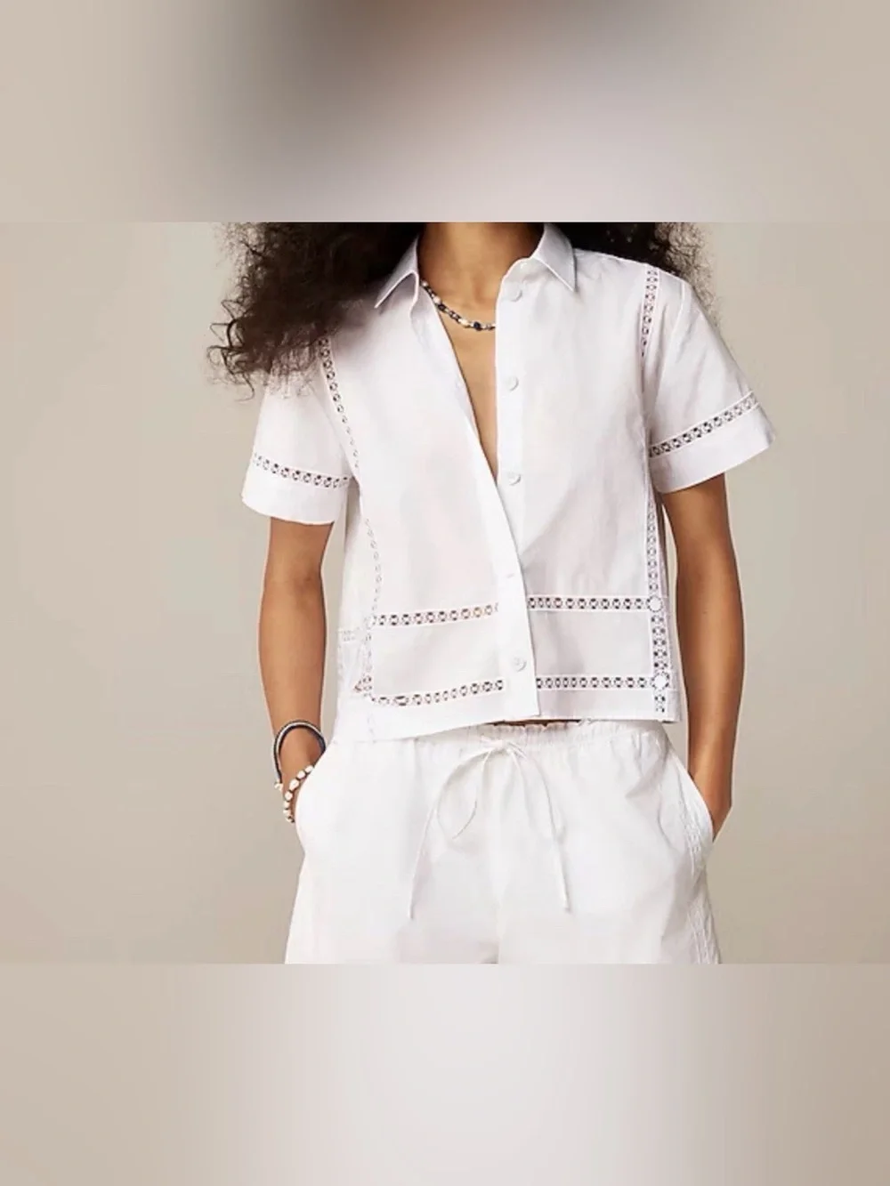 J.Crew Gamine eyelet-trim shirt NWT Size 00